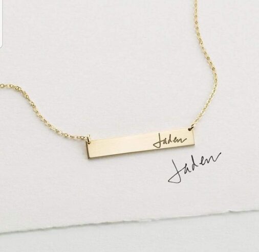 Necklace signature name with Gold plated